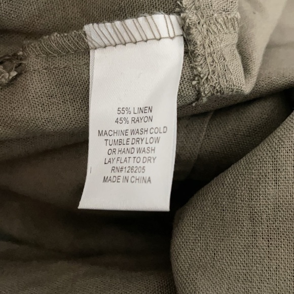 NEW Anthropologie Khaki Green Linen Shirt Dress XS - Picture 4 of 5